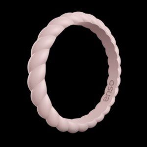 Enso Braided Stackable Silicone Ring - Pink Sand (Size 8)